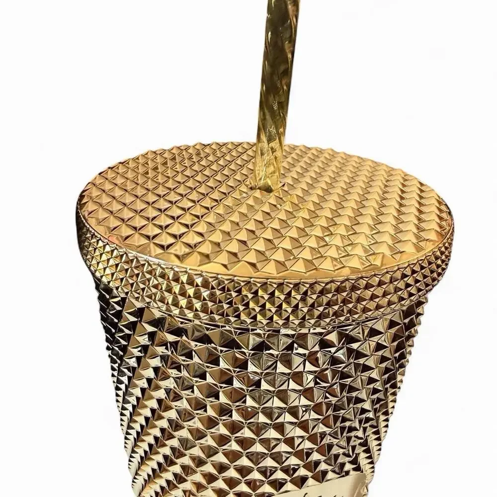 Starbucks Gold Studded Diamond Cold Cup Tumbler 24 oz Venti w/ Lid & Straw New‎